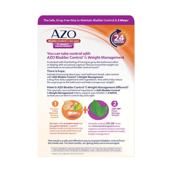 AZO Bladder Control & Weight Management Buy Supplements for Bladder