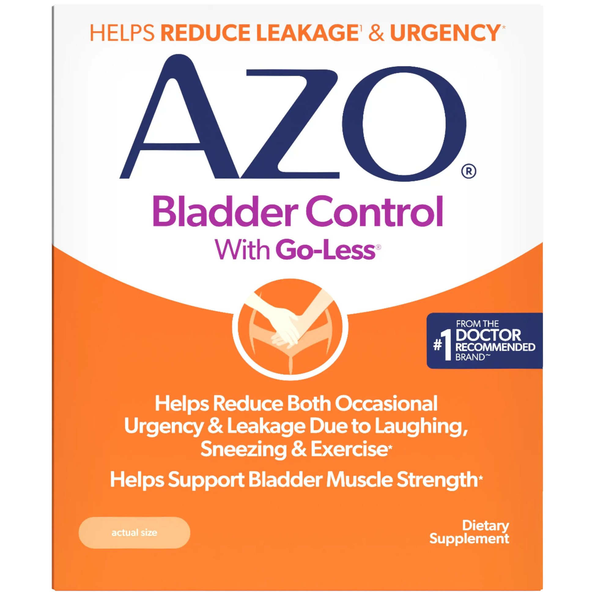 AZO Bladder Control supplement packaging with orange and white design.