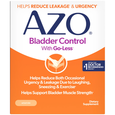 AZO Bladder Control supplement packaging with orange and white design.