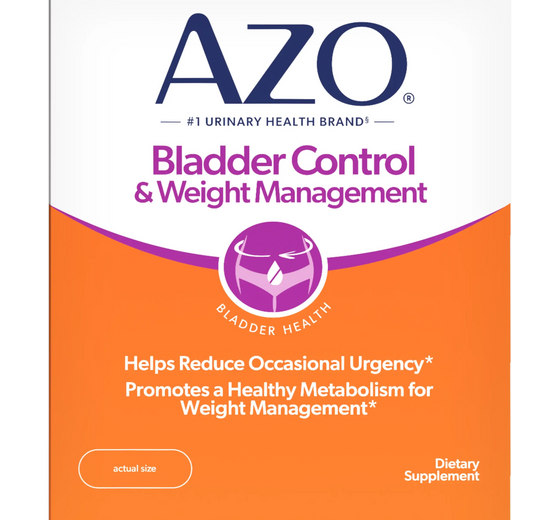 AZO Bladder Control & Weight Management dietary supplement box on a white background