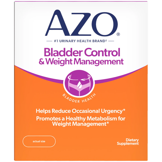 AZO Bladder Control & Weight Management dietary supplement box on a white background