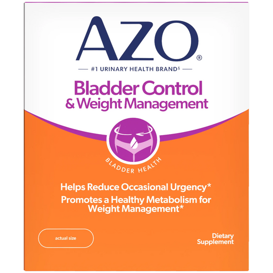 AZO Bladder Control & Weight Management dietary supplement box on a white background