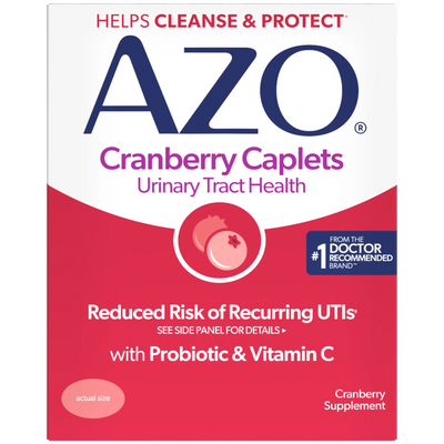 AZO Cranberry Caplets packaging on a white background