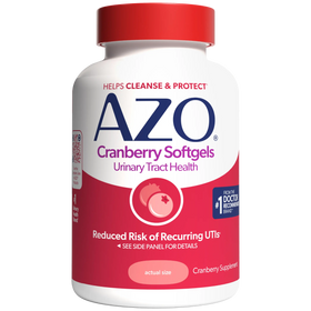 AZO Cranberry Softgels bottle on a white background