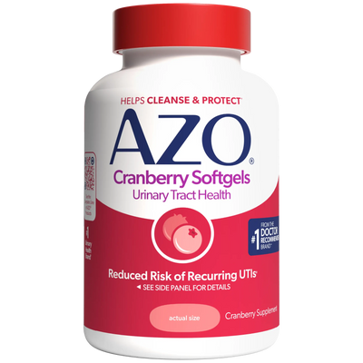 AZO Cranberry Softgels bottle on a white background