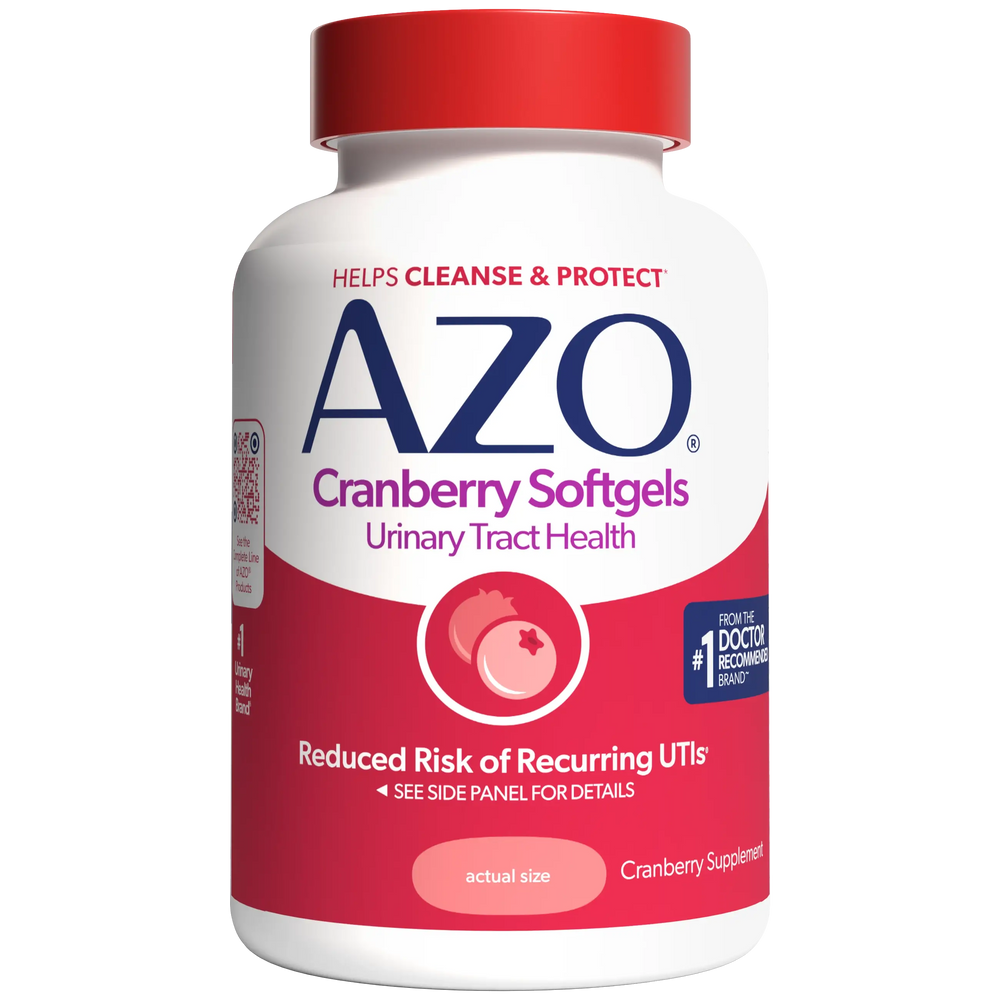 AZO Cranberry Softgels bottle on a white background