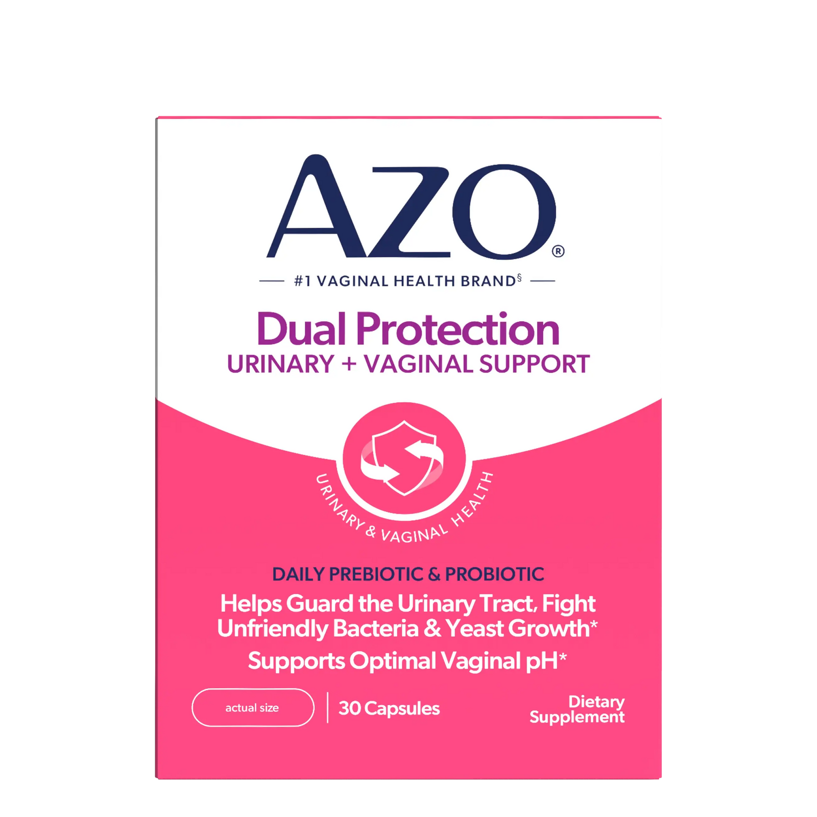 AZO Dual Protection supplement packaging on a white background
