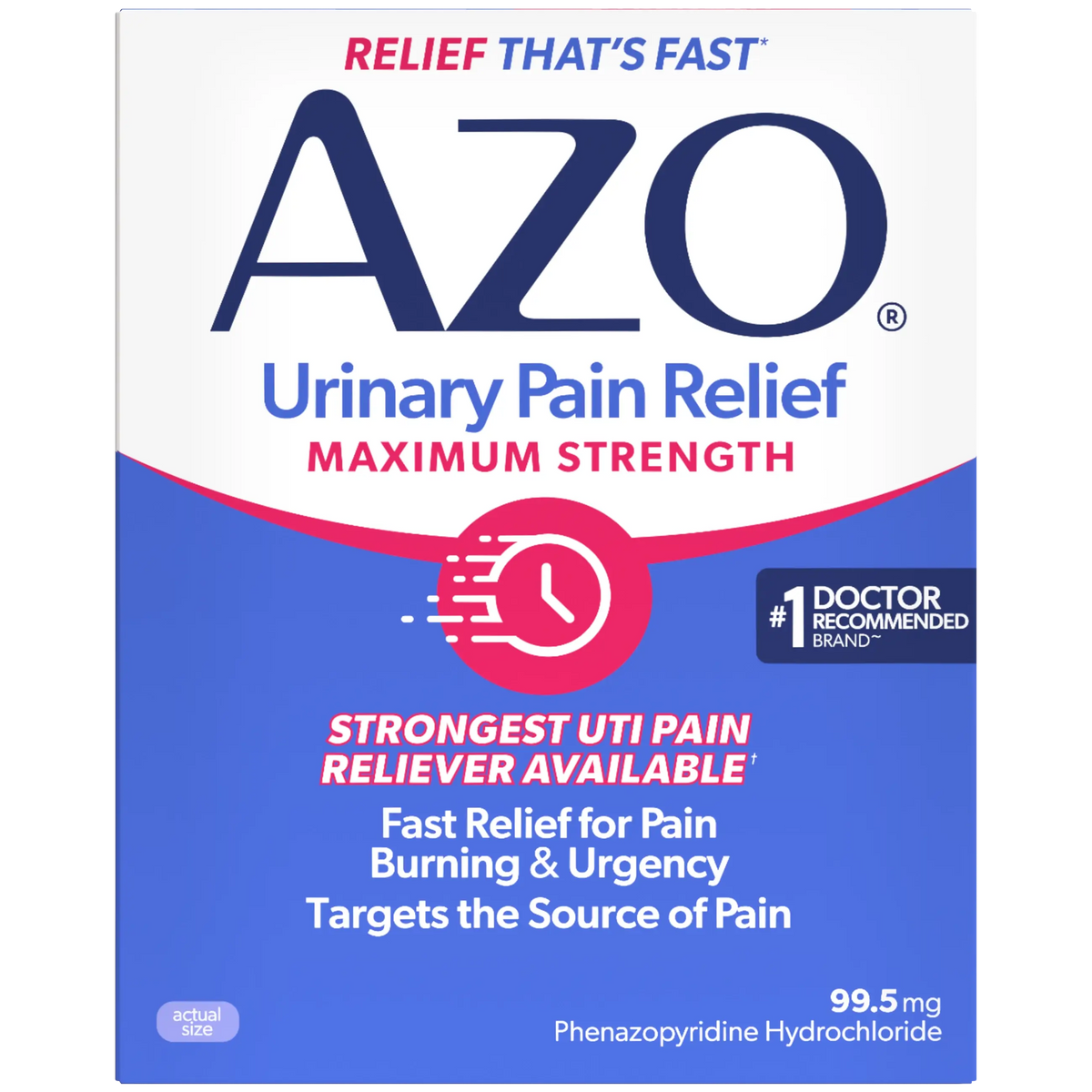 AZO Urinary Pain Relief Maximum Strength packaging on a white background