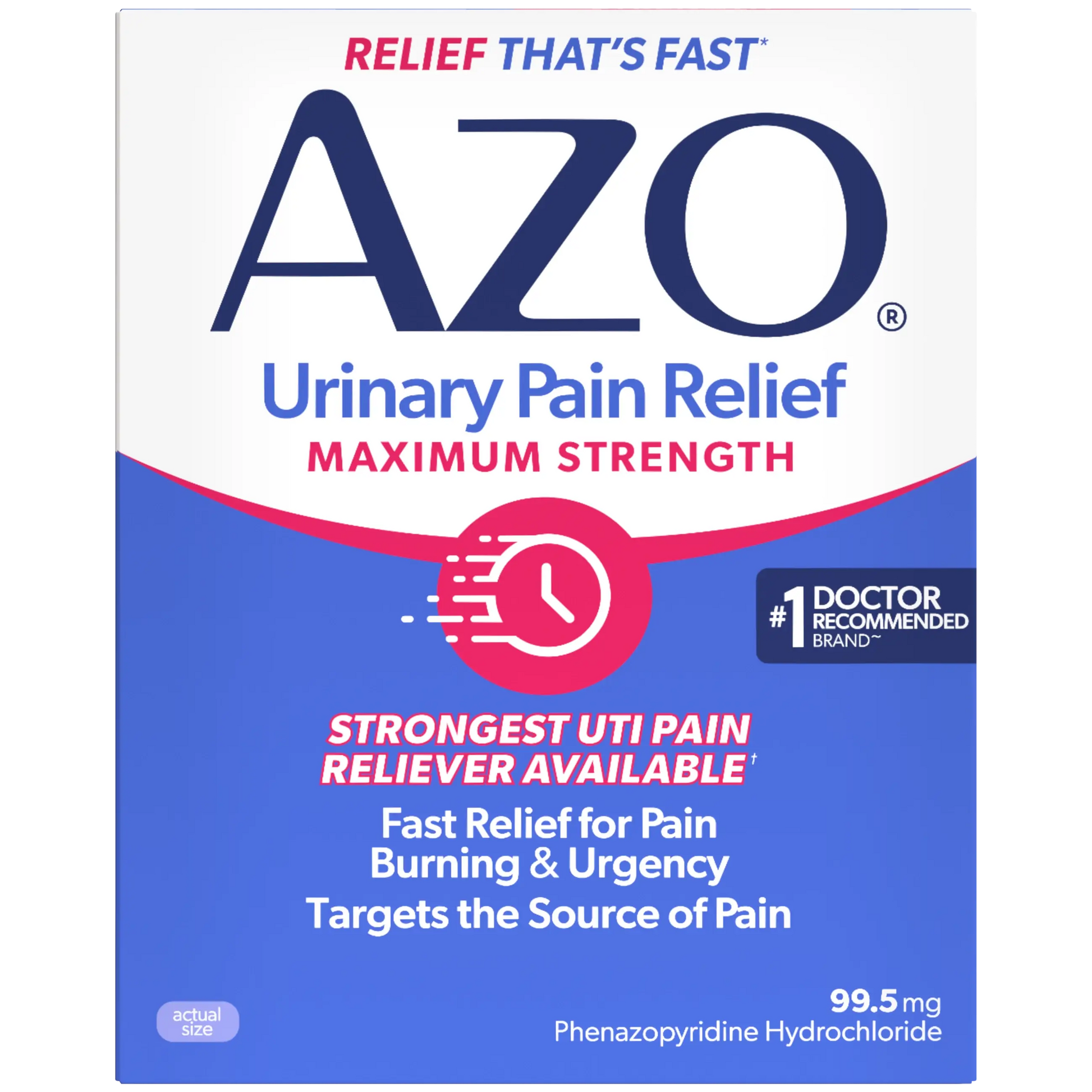 AZO Urinary Pain Relief Maximum Strength packaging on a white background